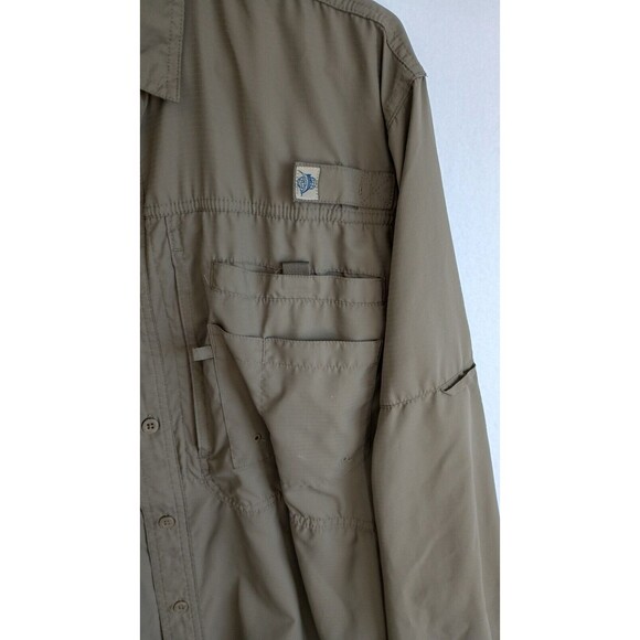 Reel Legends Men's Fishing Shirt Size Medium Button Up Long Sleeve Hunter Green - Picture 2 of 16
